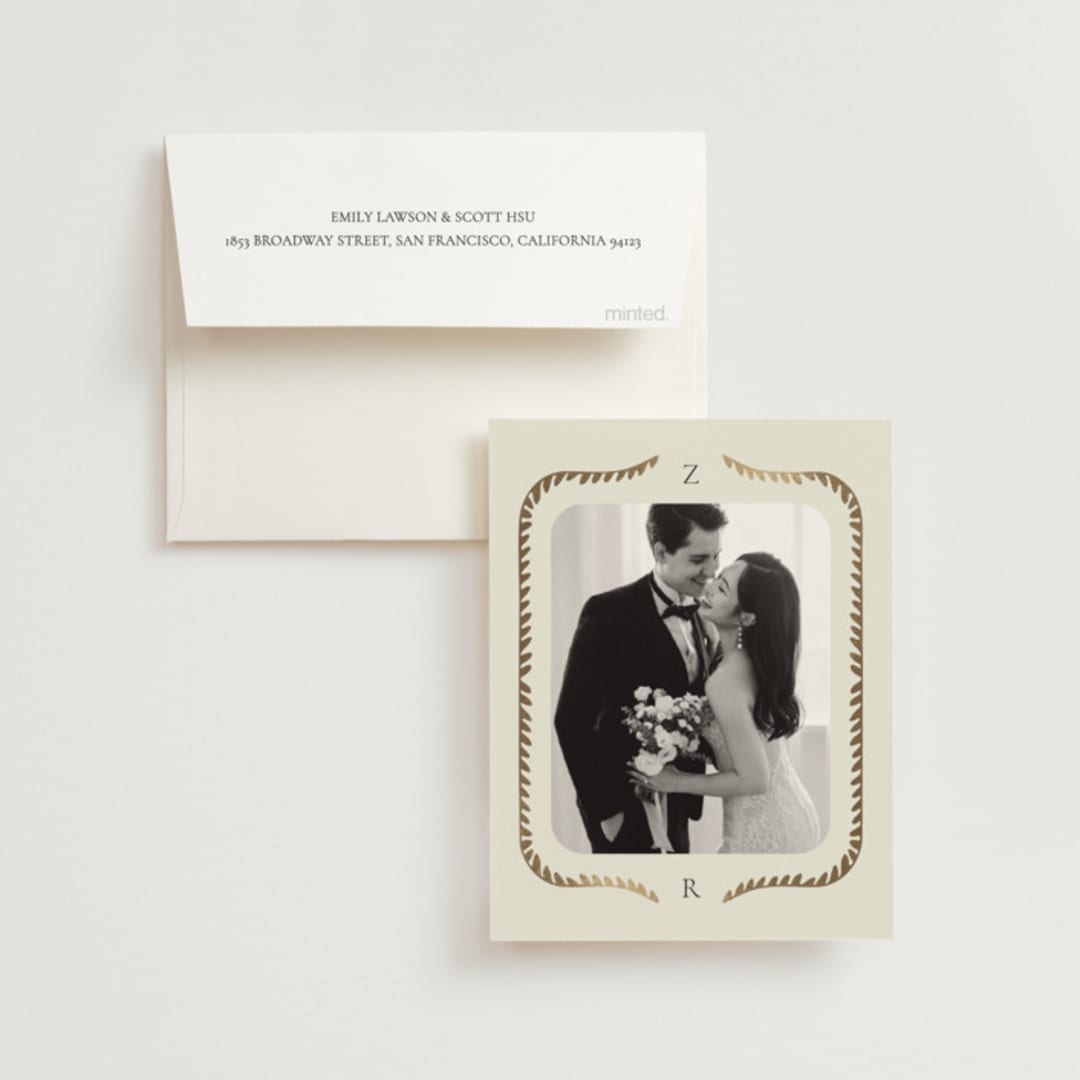 "Frame" - Wedding Thank You Cards in Emerald by Jen Owens - Front