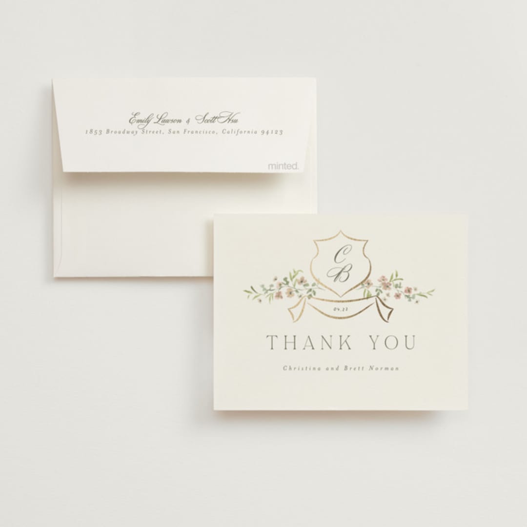 "Posy" - Wedding Thank You Cards in Blush by Everett Paper Goods - Front