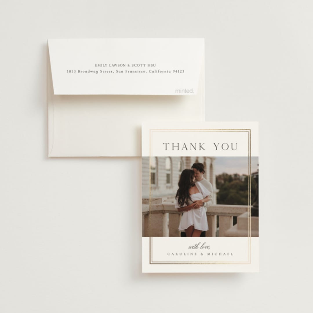 "Lustre" - Wedding Thank You Cards in Cloud by Nicole Walsh - Front