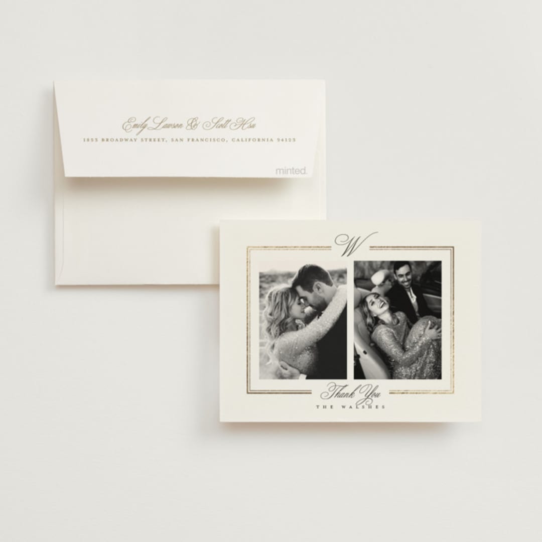 "Elegant Type" - Wedding Thank You Cards in Pearl by Leah Bisch - Front