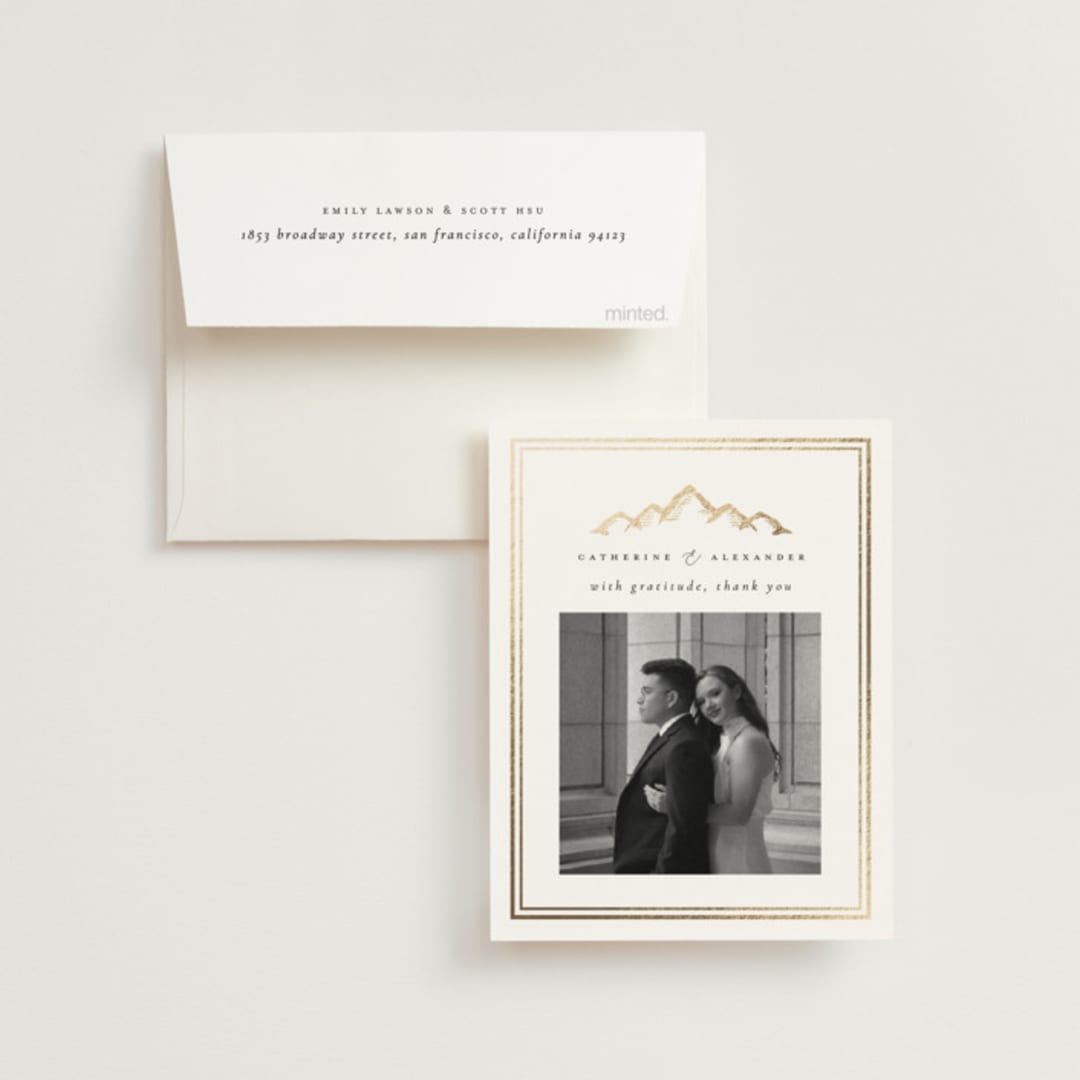 "Summit Serenity" - Wedding Thank You Cards in Quartz by Ana de Sousa - Front