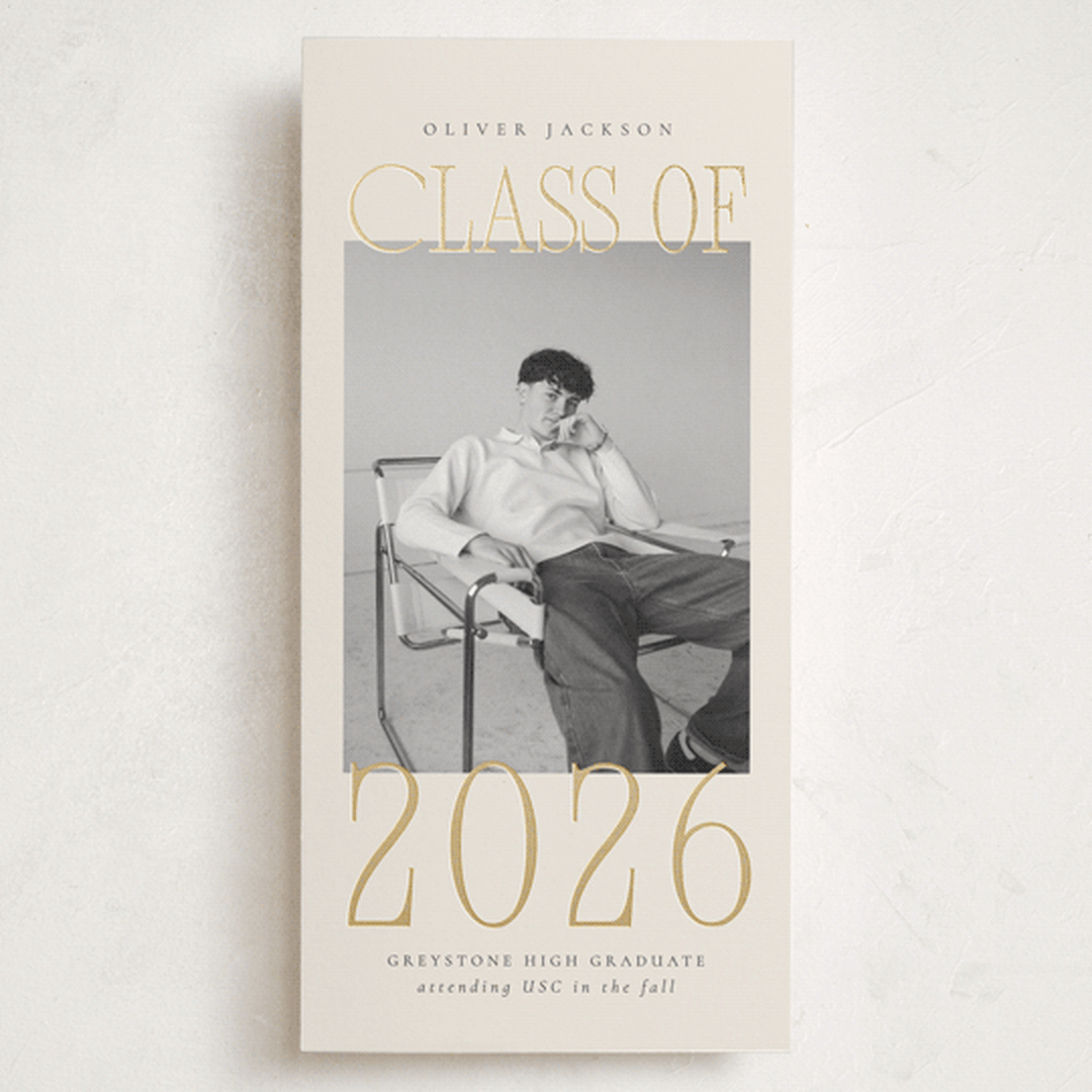 "Shining Class" - Graduation Announcements in Tan by Nicole Walsh - Front