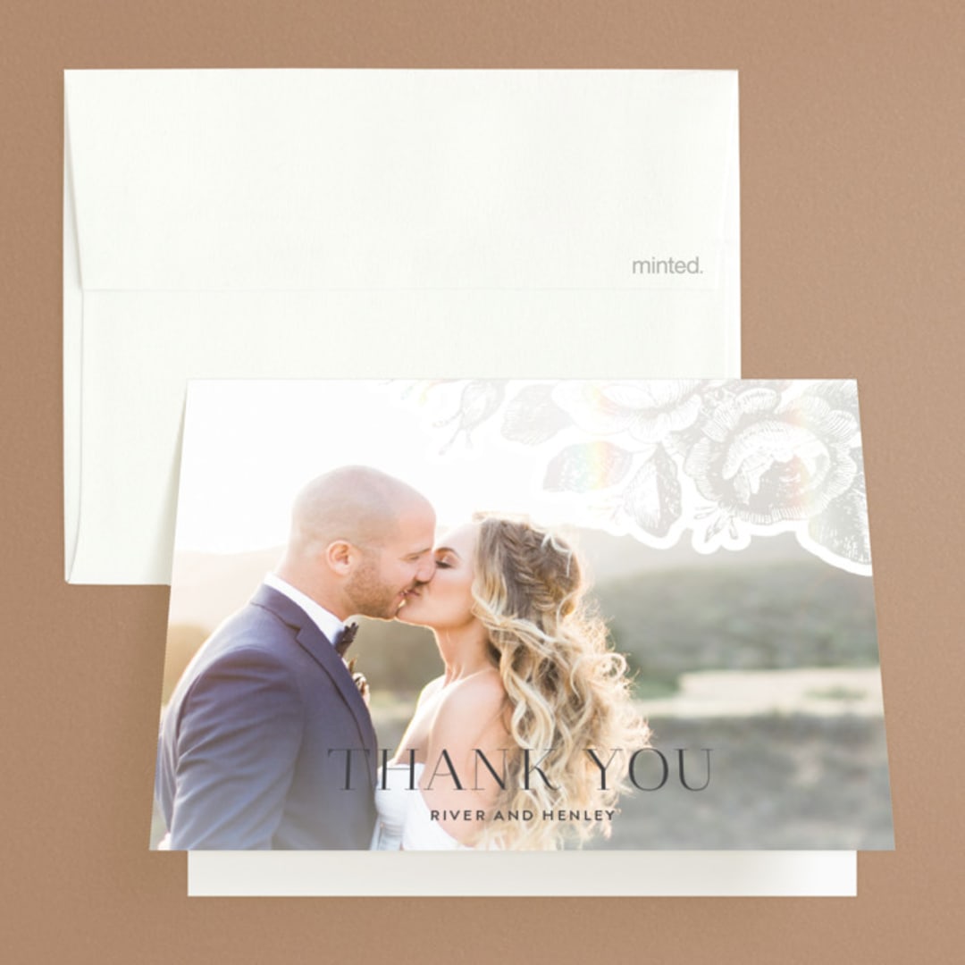 "Beloved" - Gloss-Press® Thank You Cards in Snow by Design Lotus - Front