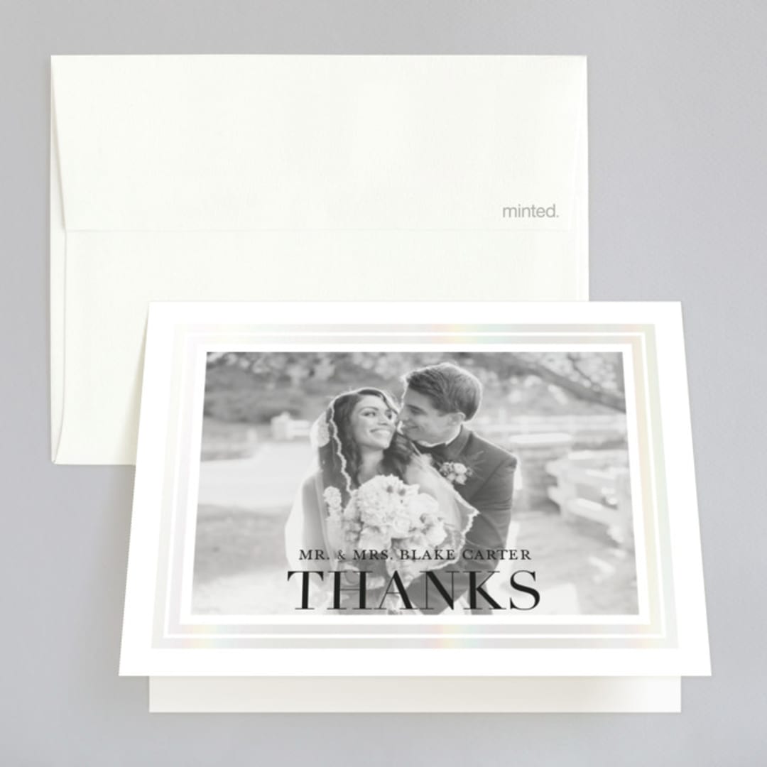"Gilded Frame" - Gloss-Press® Thank You Cards in Snow by Stacey Meacham - Front