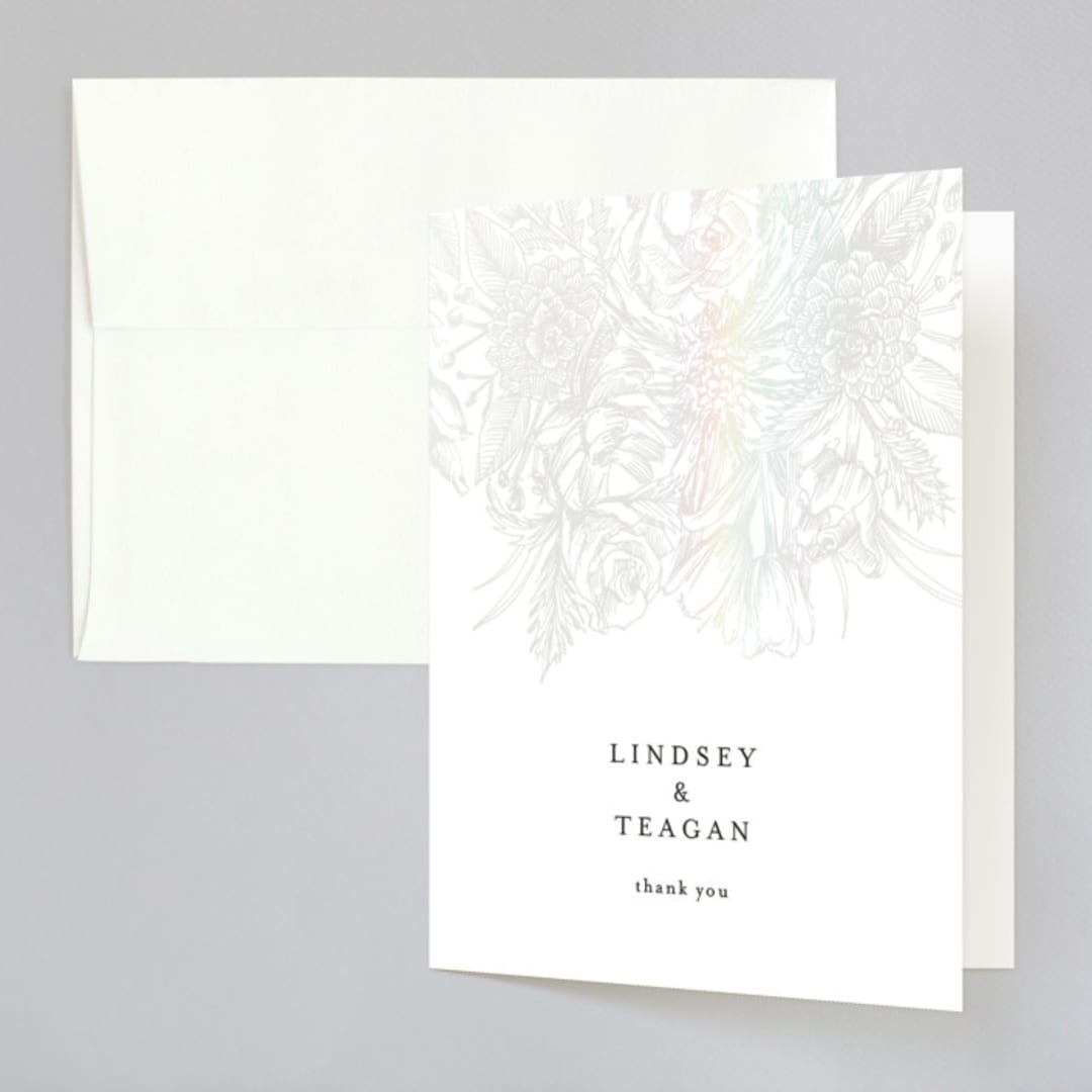 "Sketched Bouquet" - Gloss-Press® Thank You Cards in Ivory by Phrosné Barwood - Front