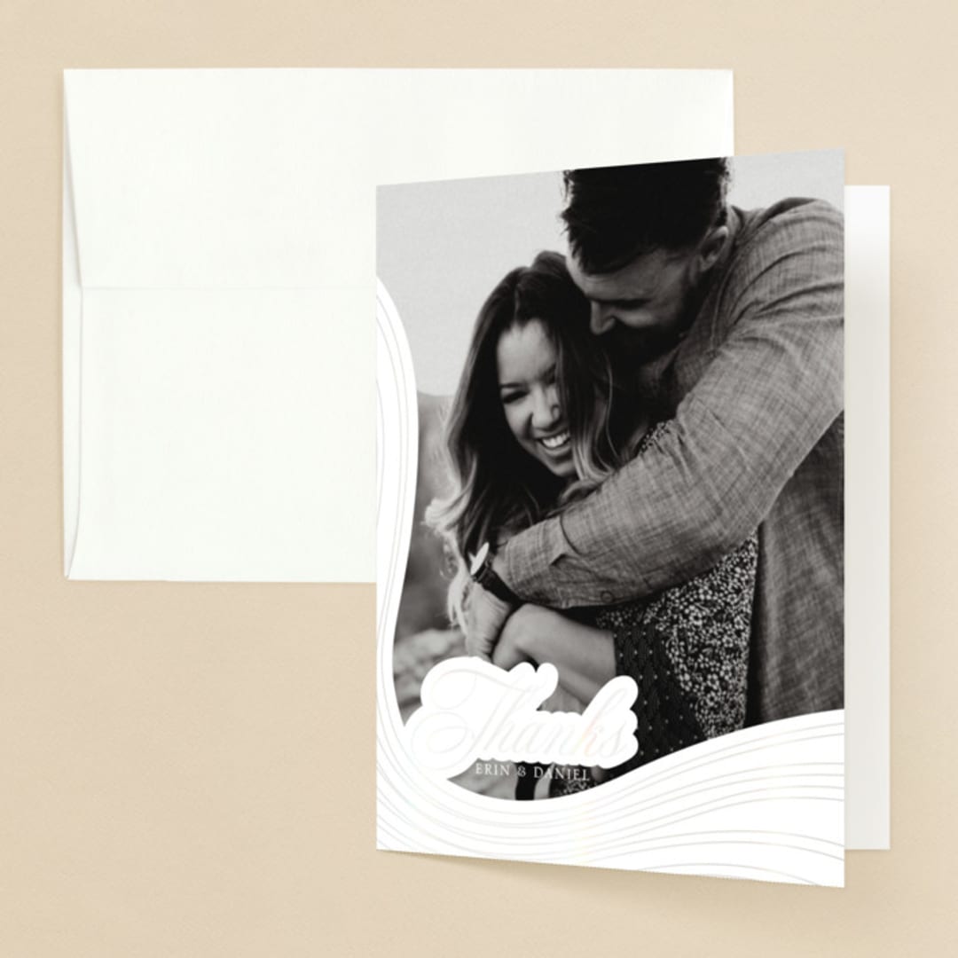 "Lined" - Gloss-Press® Thank You Cards in Cloud by Erin Deegan - Front