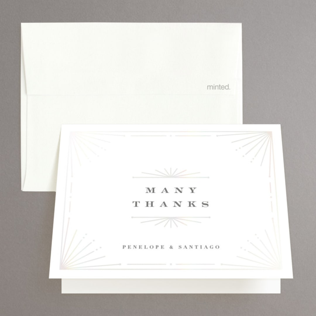 "Art Deco Border" - Gloss-Press® Thank You Cards in Crystal by Hooray Creative - Front