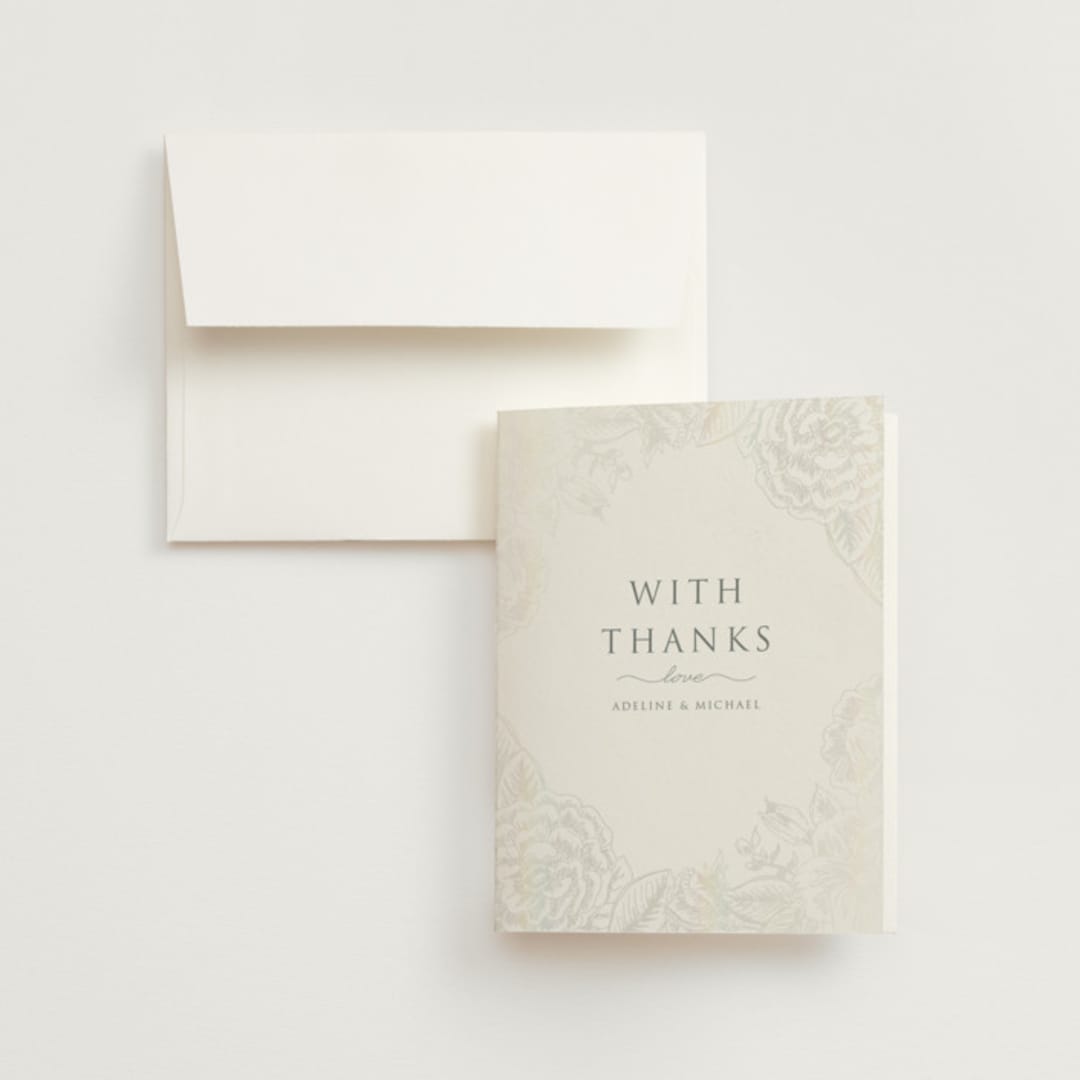 "Au Jardin" - Gloss-Press® Thank You Cards in Opal by Rochelle Renee - Front