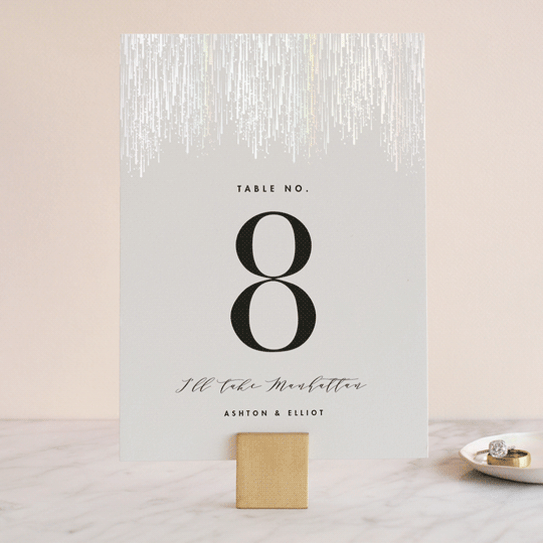 "Sparkle + Shine" - Gloss-Press® Table Numbers in Snow by Kristie Kern - Front
