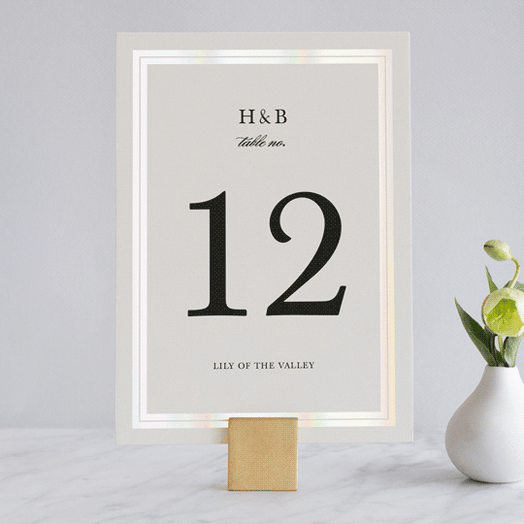 "Gilded Frame" - Gloss-Press® Table Numbers in Cloud by Stacey Meacham - Front