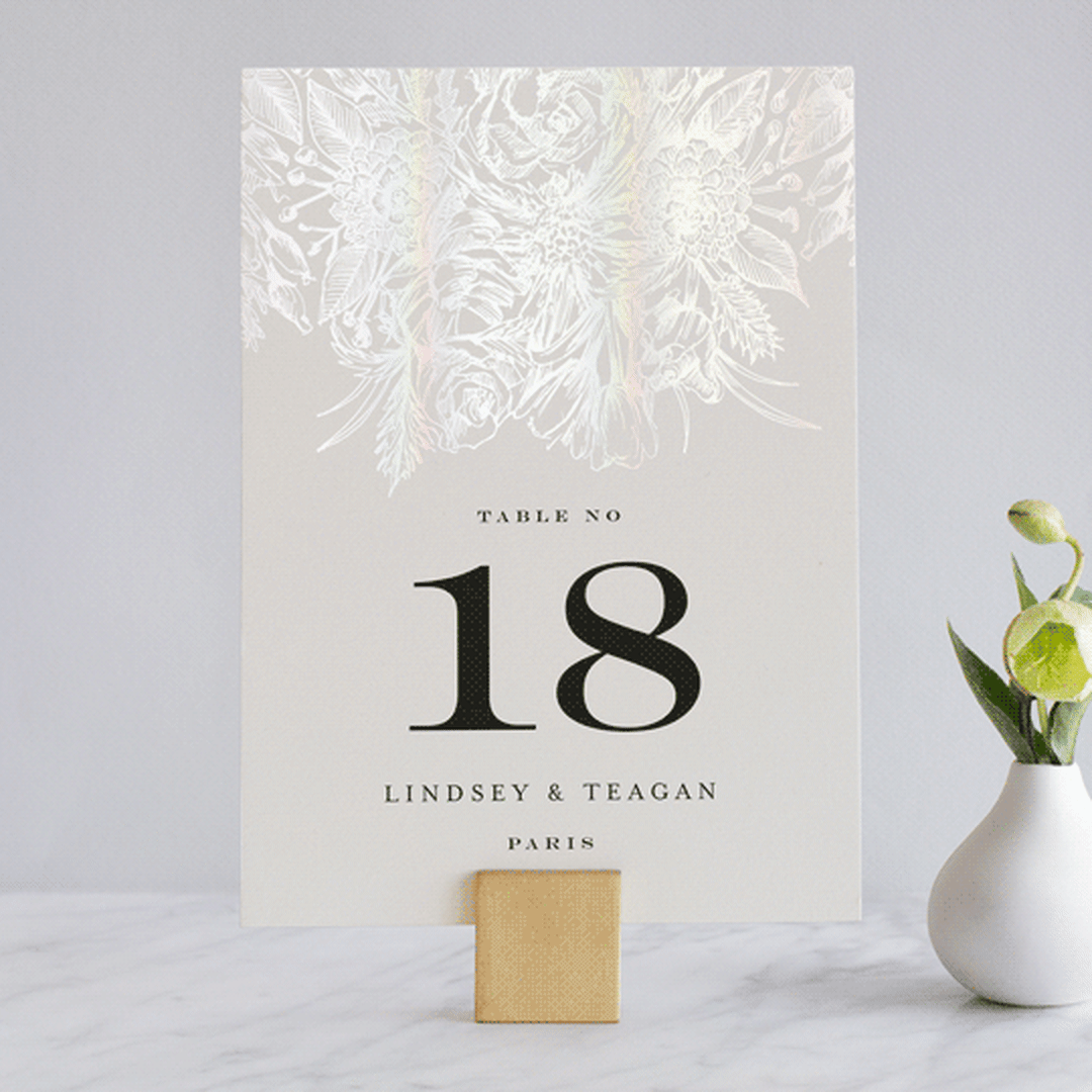 "Sketched Bouquet" - Gloss-Press® Table Numbers in Ivory by Phrosné Barwood - Front