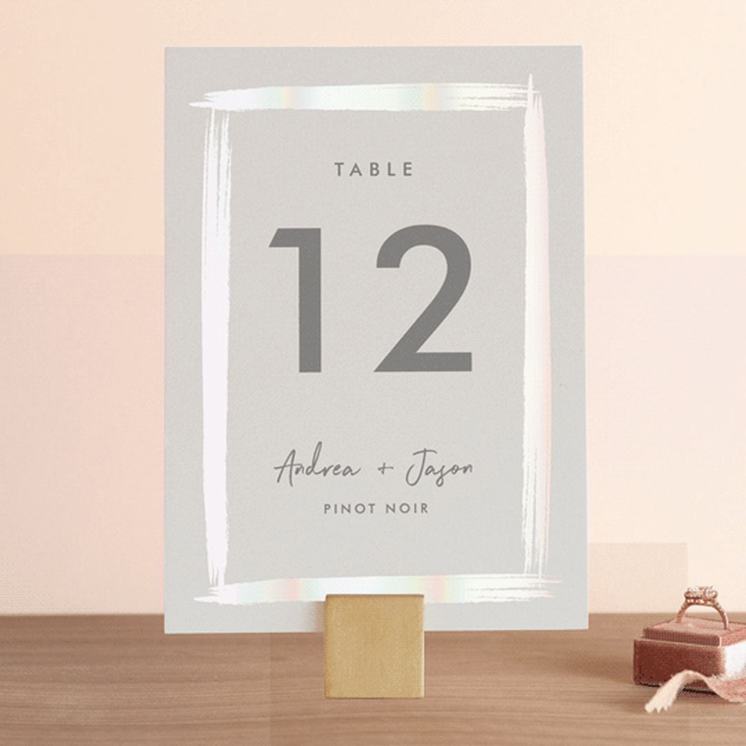 "Brushy frame" - Gloss-Press® Table Numbers in Opal by Stacey Meacham - Front