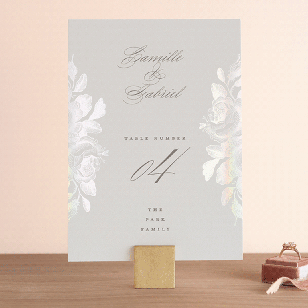 "Idyllic" - Gloss-Press® Table Numbers in The Pearl by Design Lotus - Front