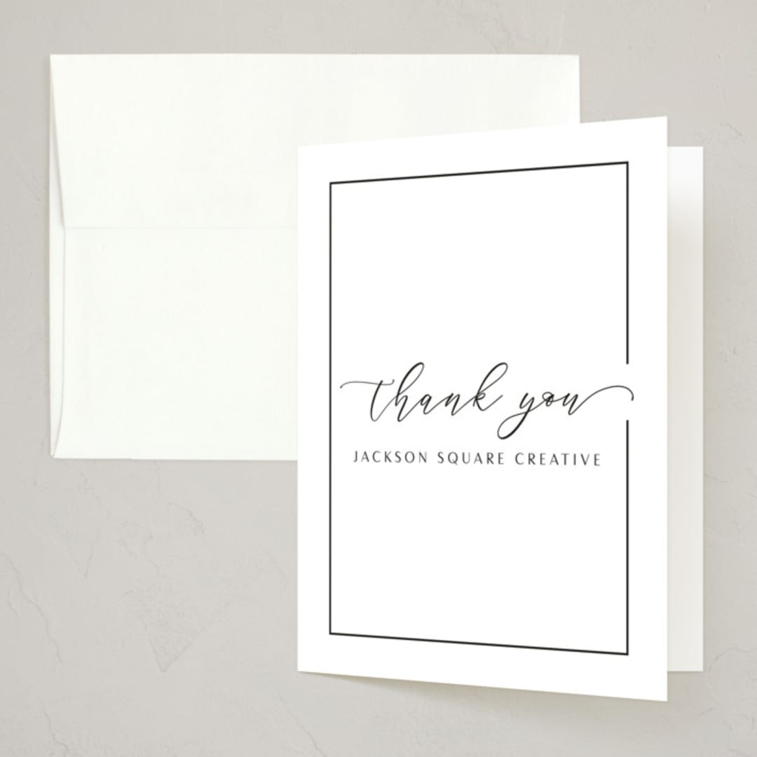 "Asymmetry" - Party Thank You Cards in Cotton by Nicole Walsh - Front