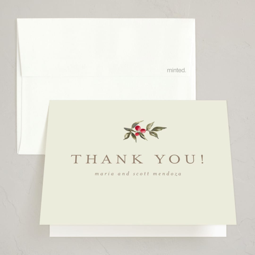 "Holiday Classic" - Party Thank You Cards in Linen by Chris Griffith - Front