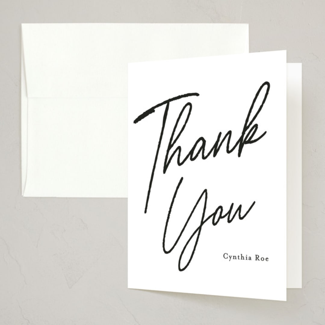"Modern Milestone" - Party Thank You Cards in Cotton by Stacey Meacham - Front