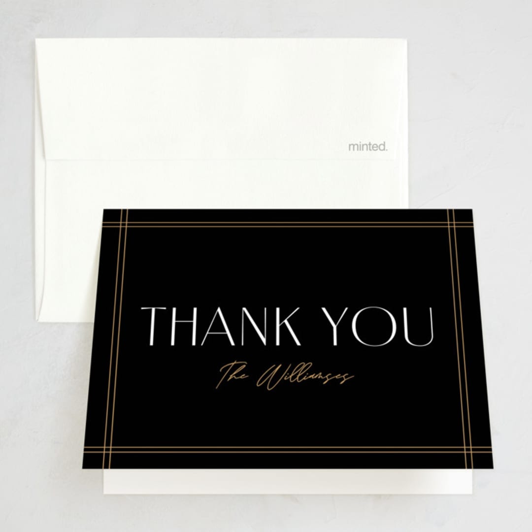 "Fine Frame" - Party Thank You Cards in Onyx by Robert and Stella - Front