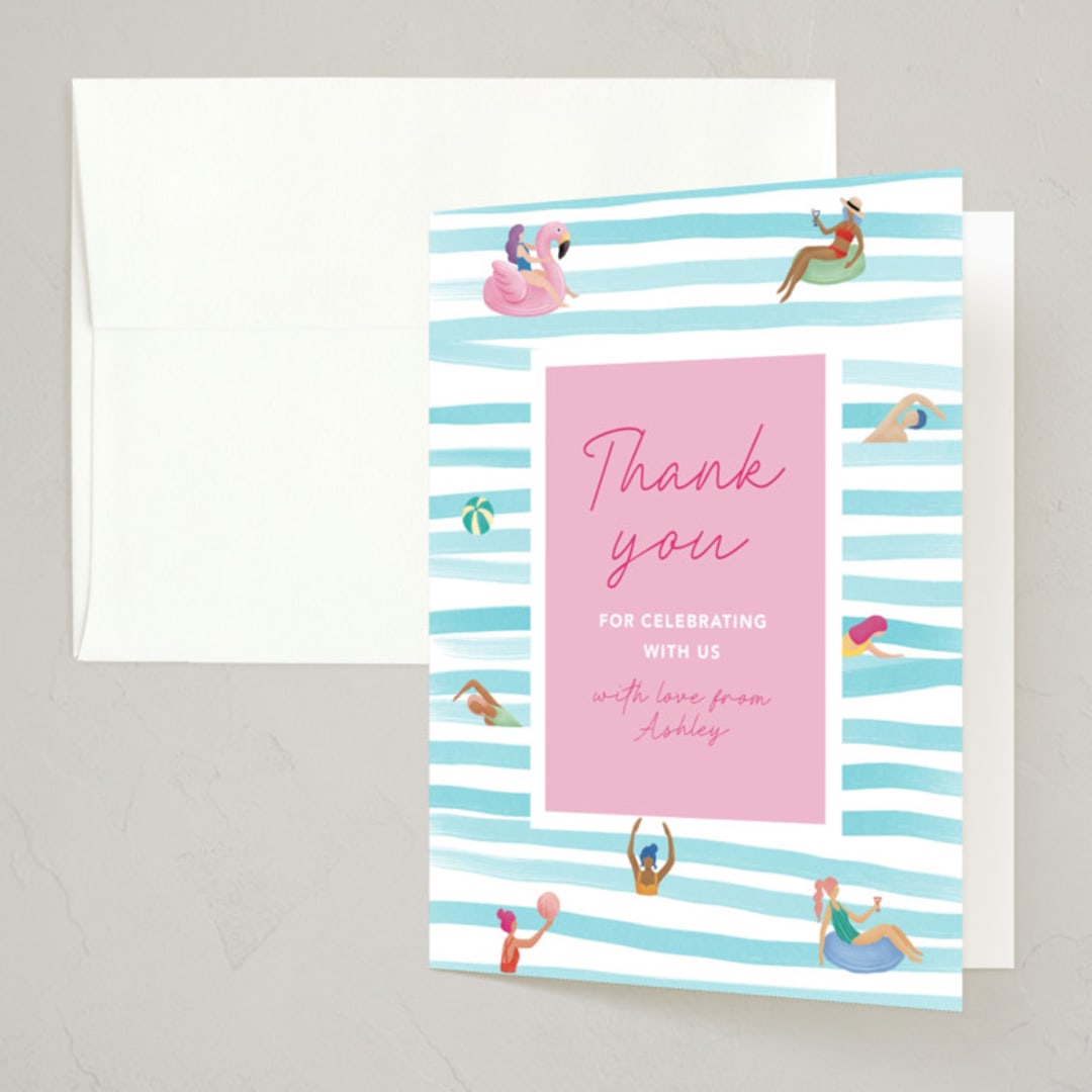 "Summer Party" - Party Thank You Cards in Pool by Elly - Front