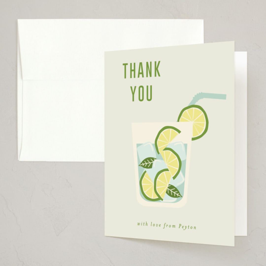 "Be Gin" - Party Thank You Cards in Icy Lime by Kampai Designs - Front