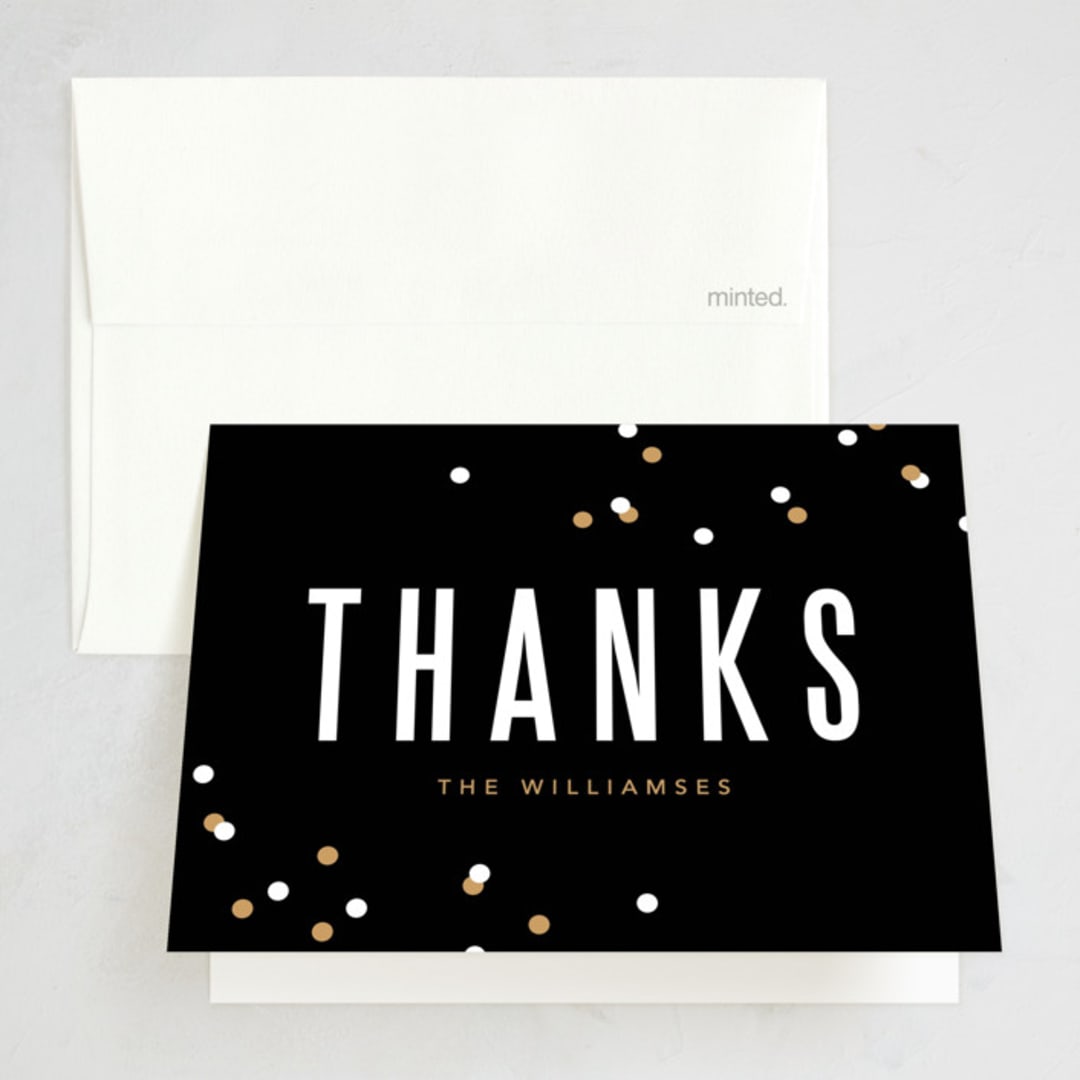 "Statement" - Party Thank You Cards in Onyx by Robert and Stella - Front
