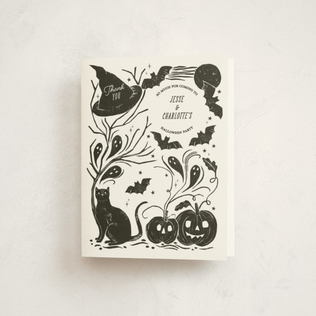 "Eat, drink & be scary" - Party Thank You Cards in Cauldron by Sarah Knight - Front