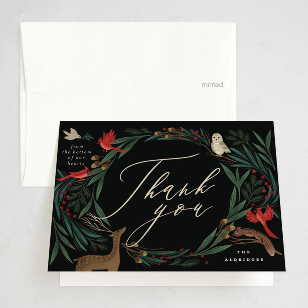 "holiday faunae" - Party Thank You Cards in Holly Berry by Grae - Front