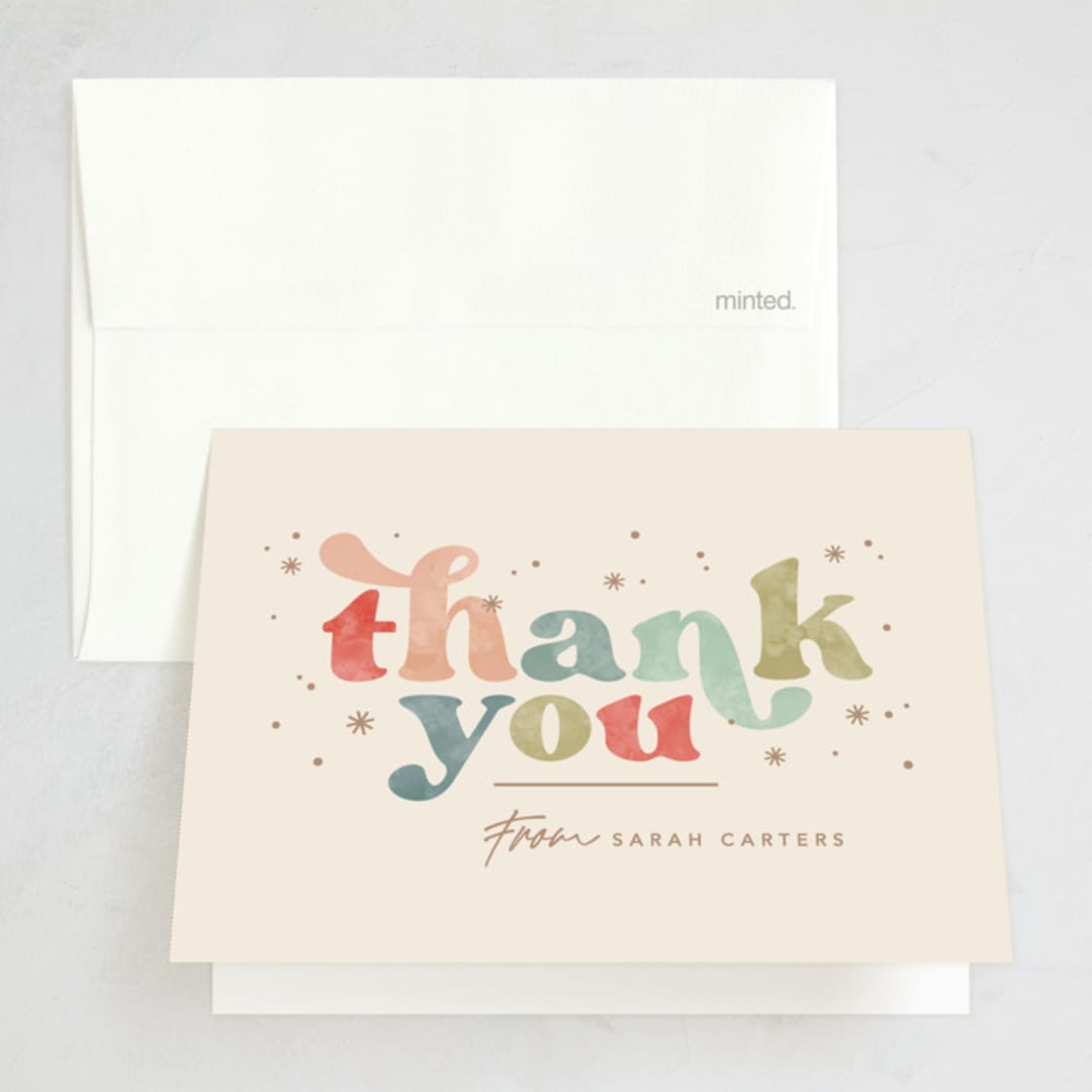 "Jingle and mingle type" - Party Thank You Cards in Pine Needles by Creo Study - Front
