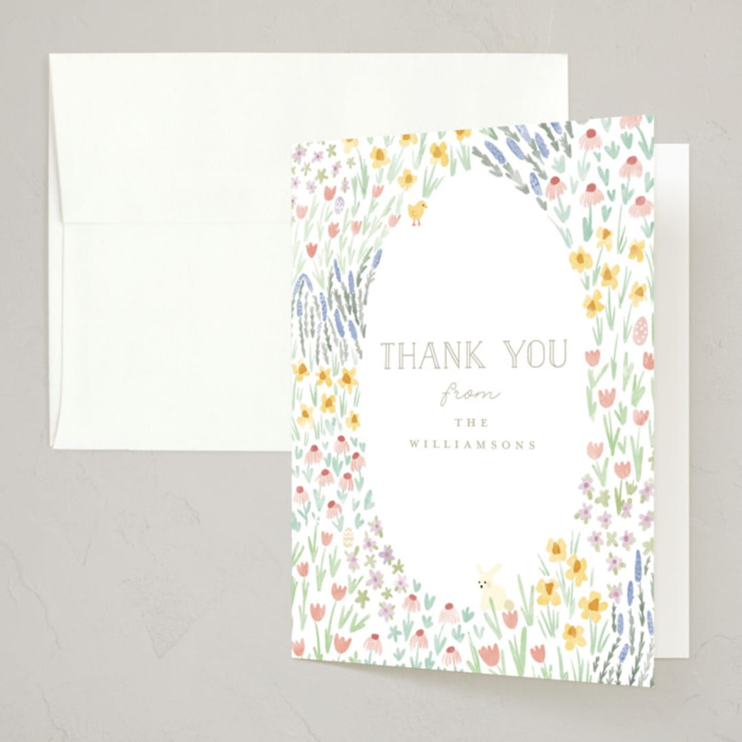 "Easter Celebration" - Party Thank You Cards in Daffodil by Hudson meet Rose - Front