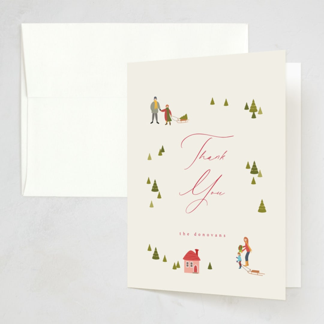 "JingleMingle" - Party Thank You Cards in Sand by samovilka - Front