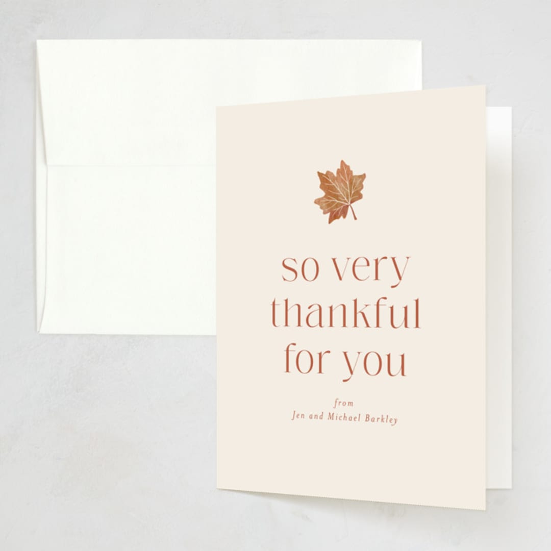 "Friendsgiving Leaf" - Party Thank You Cards in Mashed Potatoes by Amy Payne - Front
