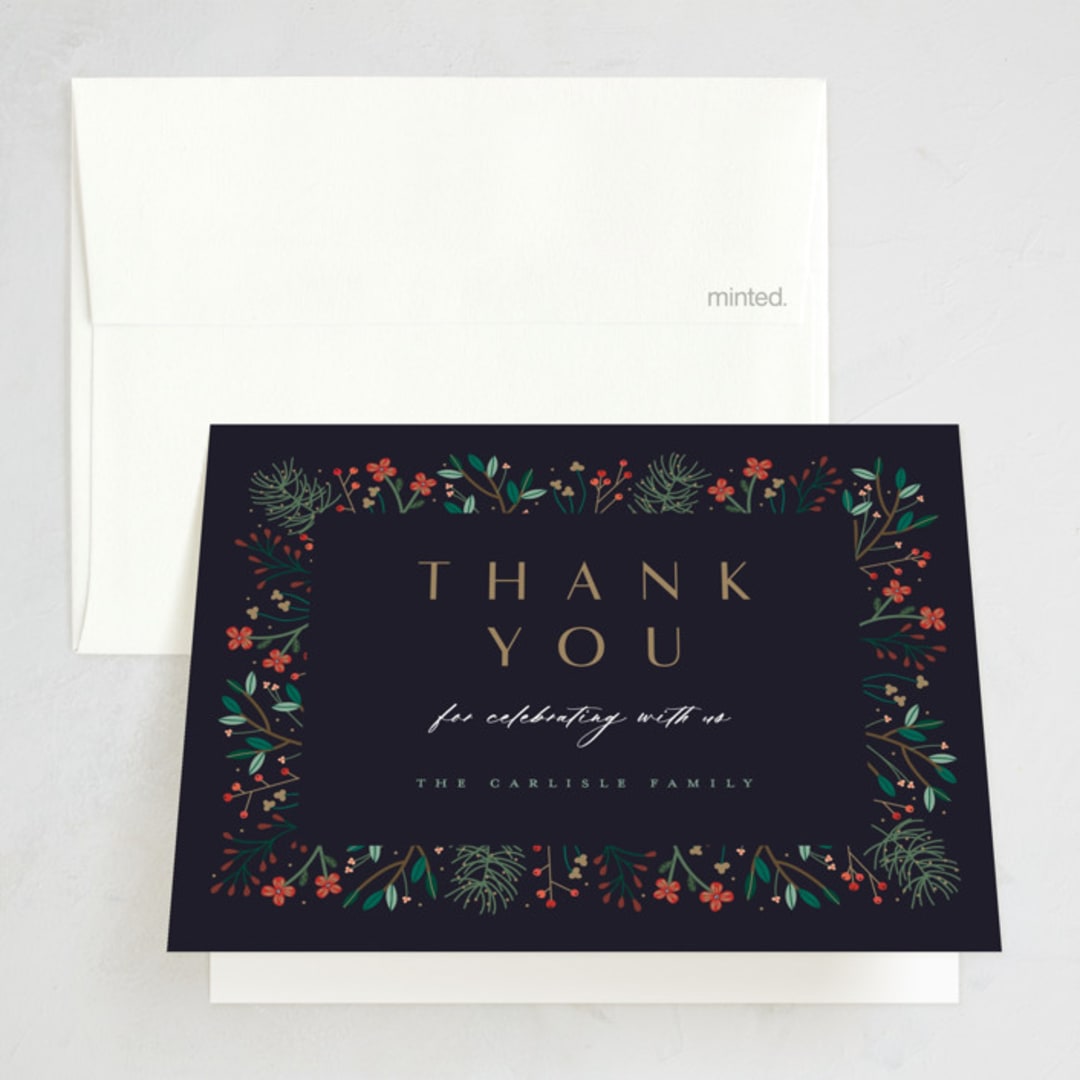 "Modern Holiday Party" - Party Thank You Cards in Midnight by Erica Krystek - Front
