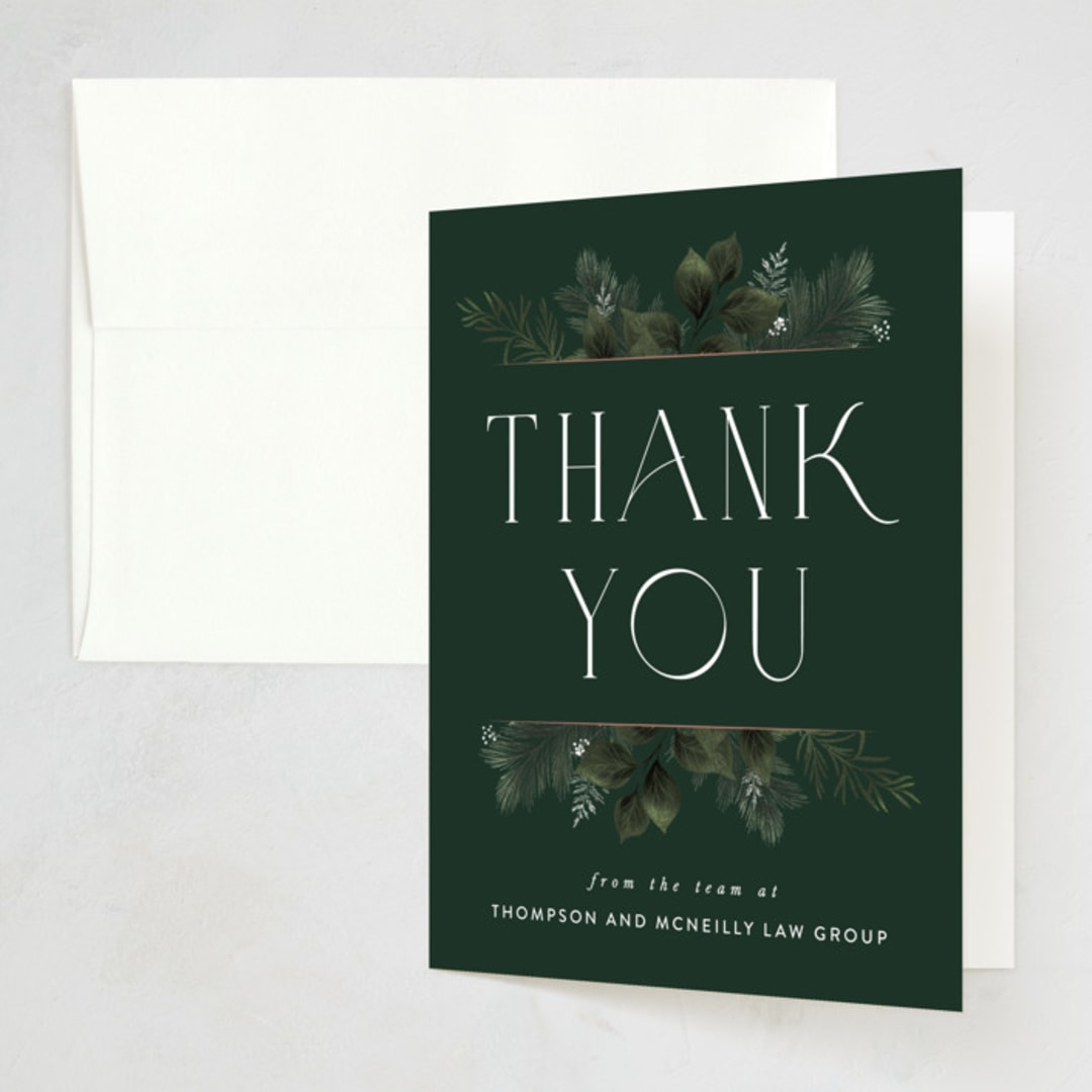 "Tis the season" - Party Thank You Cards in Evergreen by Leah Bisch - Front