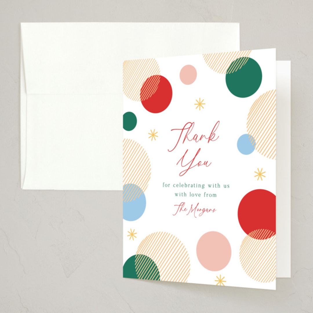 "Bubbles" - Party Thank You Cards in Apple by Elly - Front