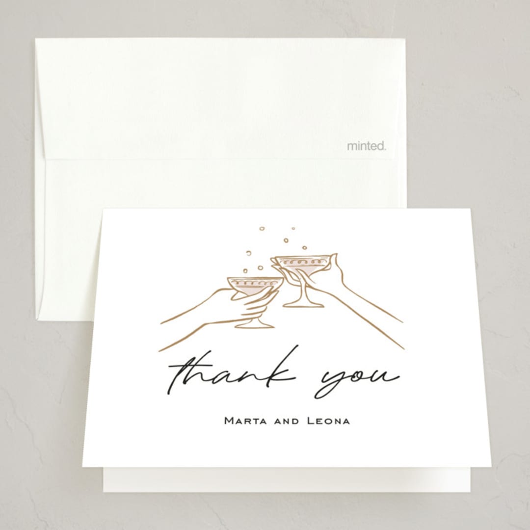 "Holiday Cocktail Party" - Party Thank You Cards in Snow by Pati Cascino - Front