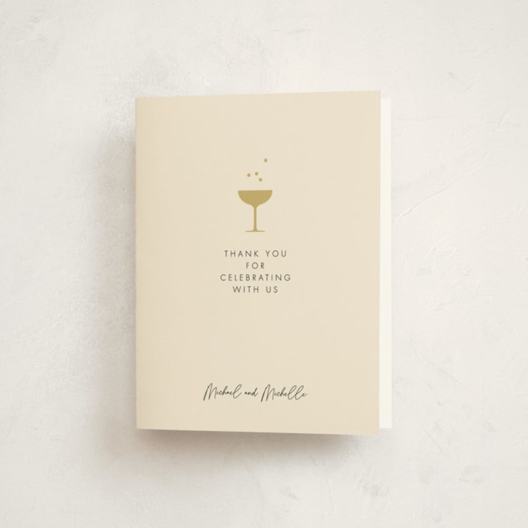 "A Little Shindig" - Party Thank You Cards in Champagne by mo kelley - Front