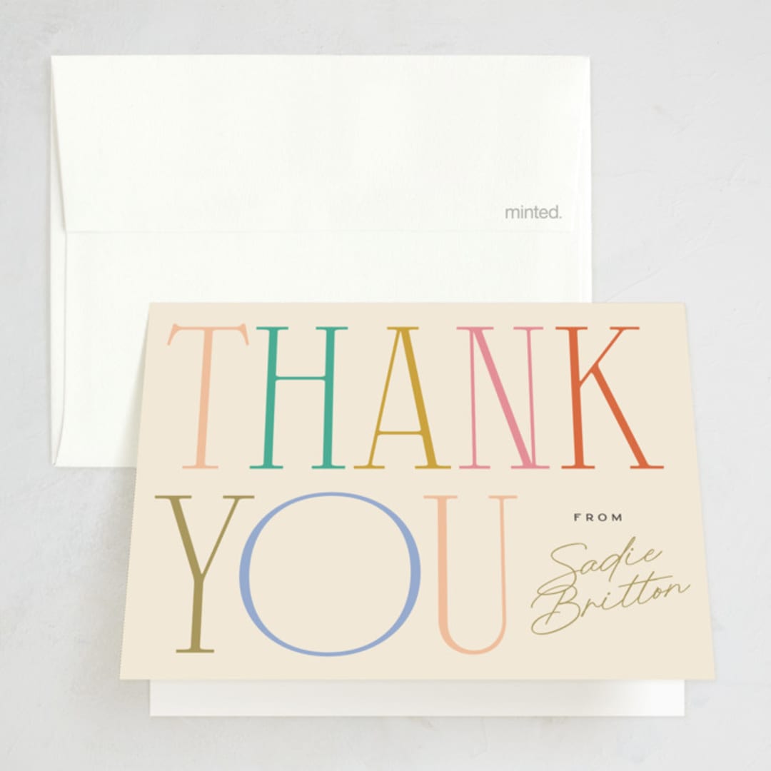 "birthday serifs" - Party Thank You Cards in Candy by Ellen Schlegelmilch - Front