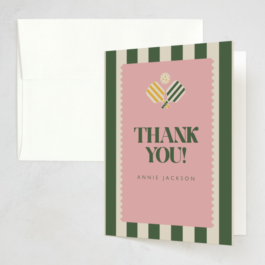 "Vintage Pickle" - Party Thank You Cards in Avocado by Vera Lim - Front