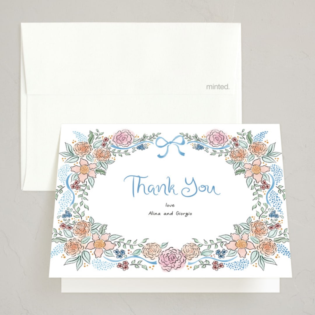"Portofino" - Party Thank You Cards in Ocean by Tamara Hilje - Front