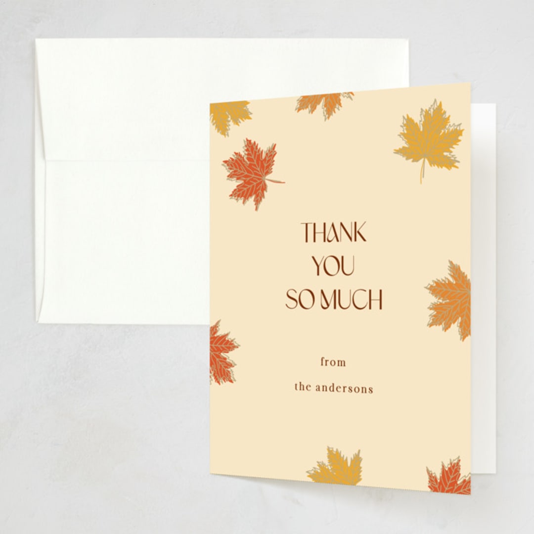 "Falling Leaves" - Party Thank You Cards in Vanilla by Iveta Angelova - Front
