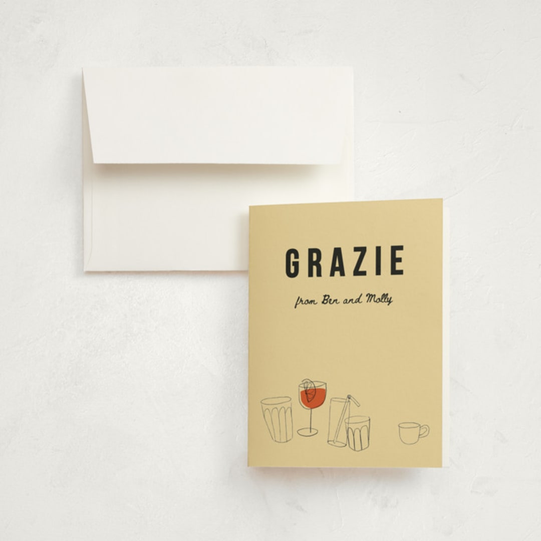 "Aperol" - Party Thank You Cards in Crema by Claire - Front