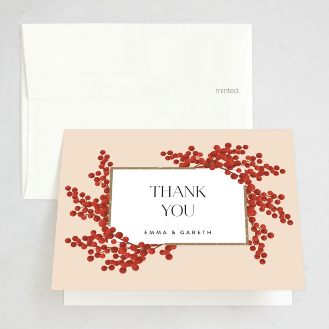 "Berry Party" - Party Thank You Cards in Blush by Iveta Angelova - Front