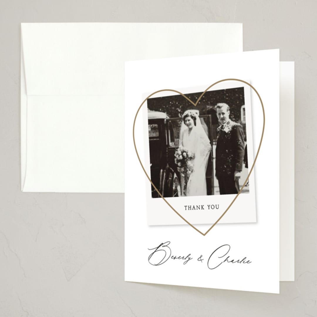 "Vintage Photo Anniversary" - Party Thank You Cards in Pearl by Stephanie Hawkes - Front