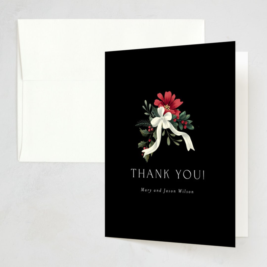 "A Holiday Party" - Party Thank You Cards in Ebony by Chris Griffith - Front