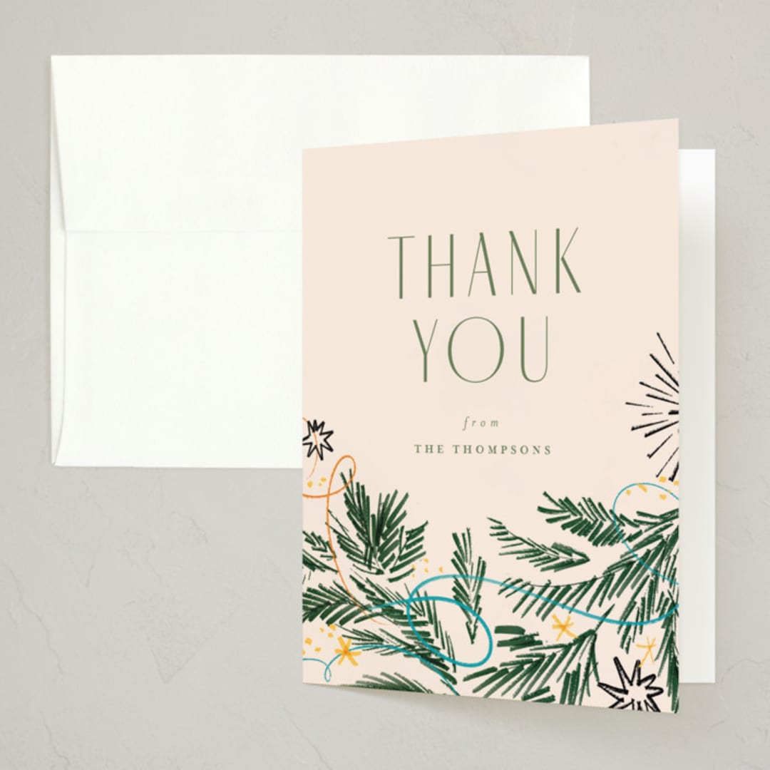 "Festive" - Party Thank You Cards in Champagne by Anastasia Makarova - Front