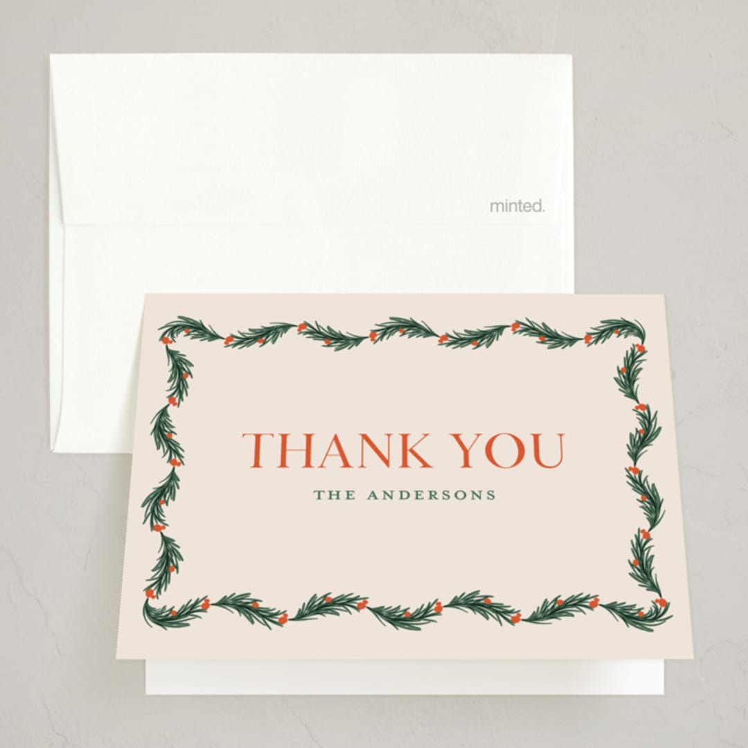 "Garland" - Party Thank You Cards in Balsam Fir by Claudia Orengo - Front