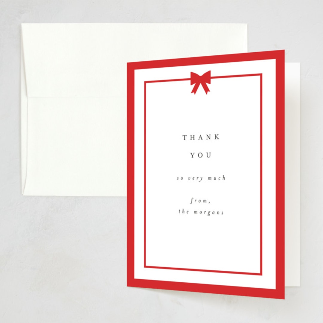 "Bow" - Party Thank You Cards in Holly Berry by AK Graphics - Front