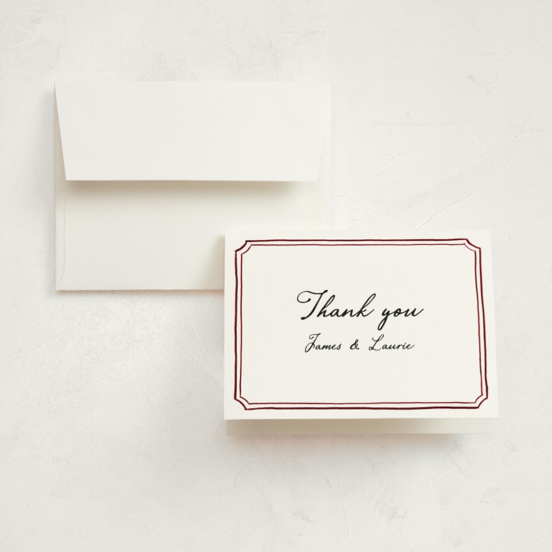 "Handwritten" - Party Thank You Cards in Wine by Cass Loh - Front
