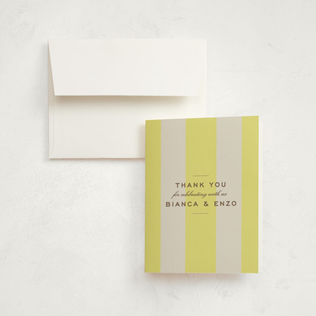 "Campania" - Party Thank You Cards in Limone by Megan Davis - Front
