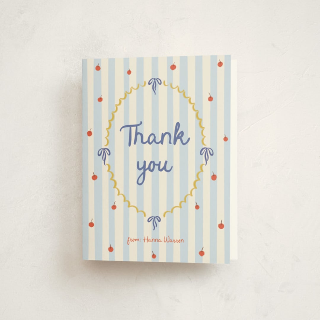 "Whimsical Cake" - Party Thank You Cards in Glacier by Zove Ahhh - Front