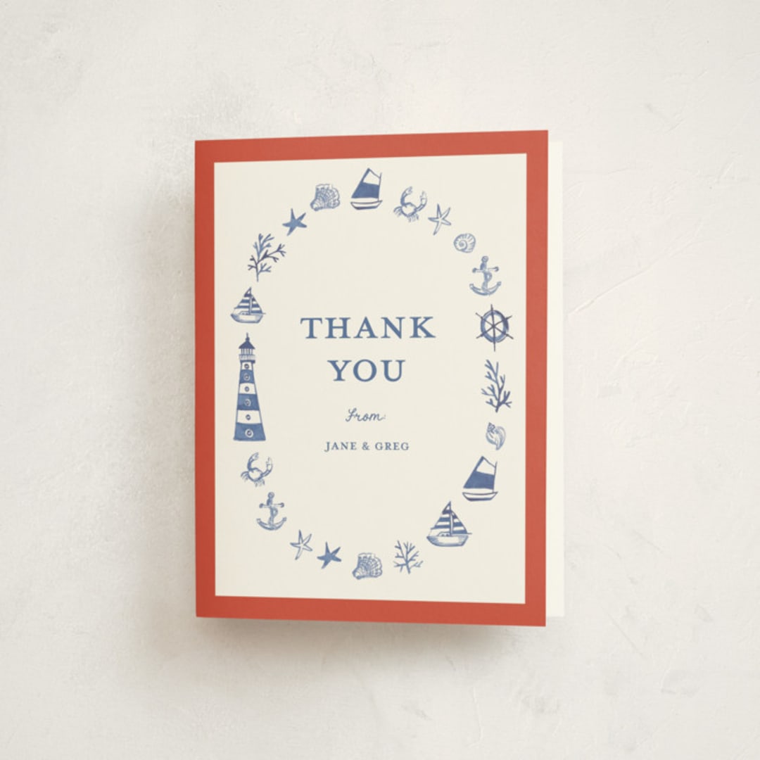 "Nautical Fun" - Party Thank You Cards in Spice by Teju Reval - Front